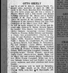 Obituary for OTTO SHEELY